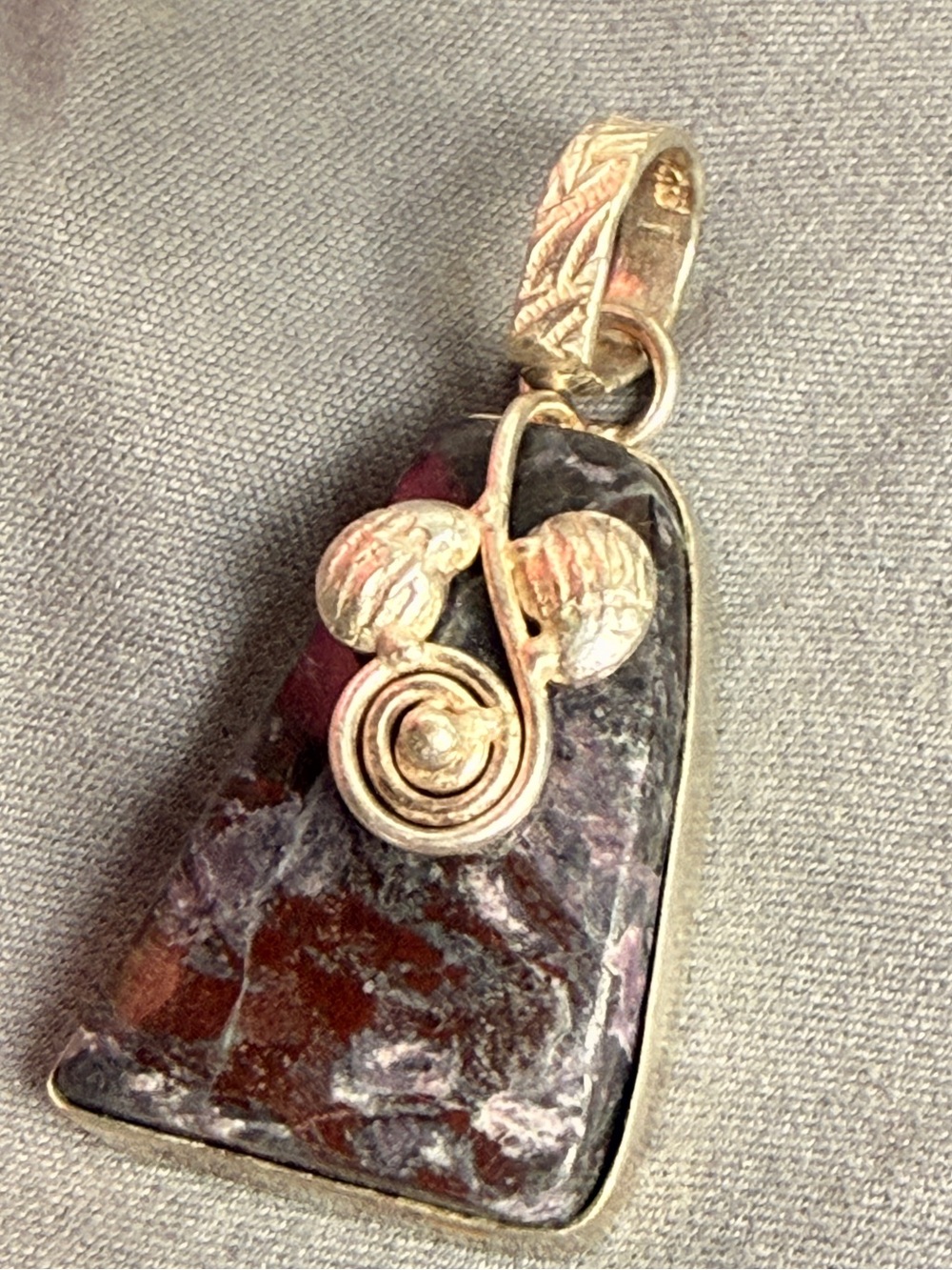 Handmaid Sterling silver Jasper? pendant vintage